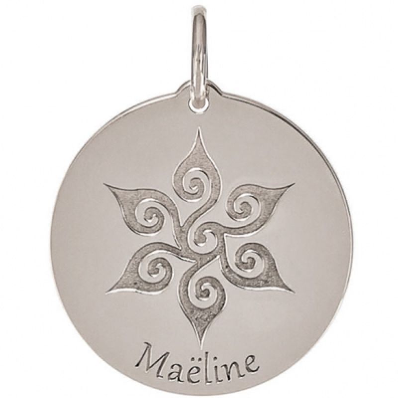 Médaille Maëline personnalisable 18 mm (or blanc 750°) Je t'Ador