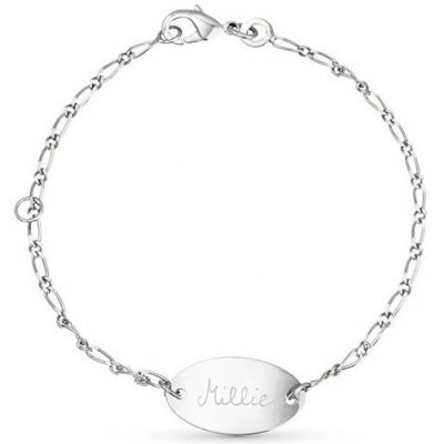 Bracelet Identity ovale sur chaîne personnalisable (argent 925°) Merci Maman
