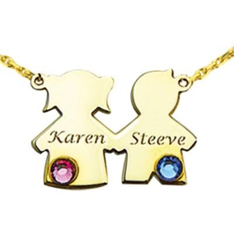 Collier garçon fille avec Swarovski (or jaune 750°) Louis de l'Ange