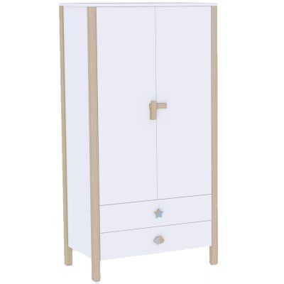 Armoire 2 portes Ninon Neige (poignées personnalisables) Théo