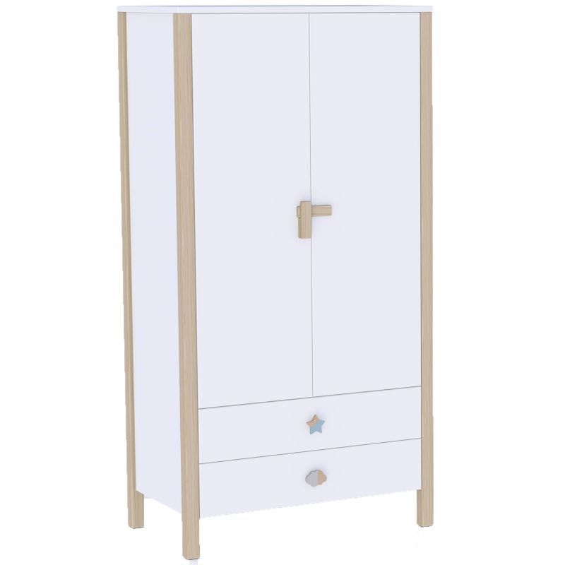 Armoire 2 portes Ninon Neige (poignées personnalisables) Théo