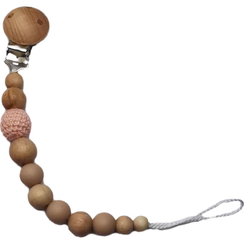 Attache sucette en bois Nude rose pâle Tata Lucette