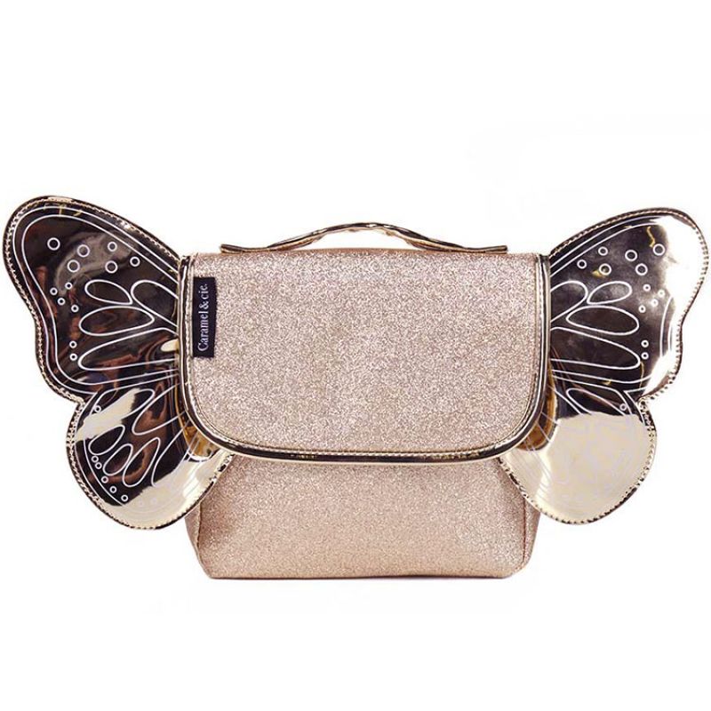 Cartable maternelle pailleté Papillon doré Caramel & Cie