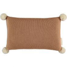 Coussin tricoté à pompons marron So Natural (22 x 35 cm)  par Nobodinoz