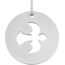 Médaille Signes Colombe bélière 16 mm (or blanc 750°)  par Maison La Couronne