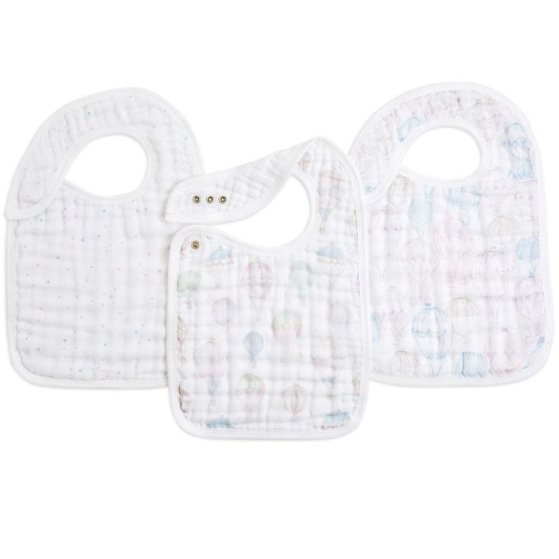 Lot de 3 bavoirs à pression en coton bio above the clouds aden + anais