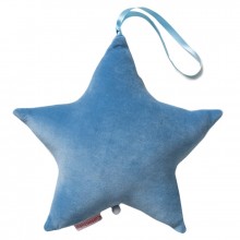 Coussin musical velours étoile bleu foncé (30 cm)  par Cottonbaby