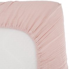 Drap housse en gaze de coton vieux rose (70 x 140 cm) - Domiva
