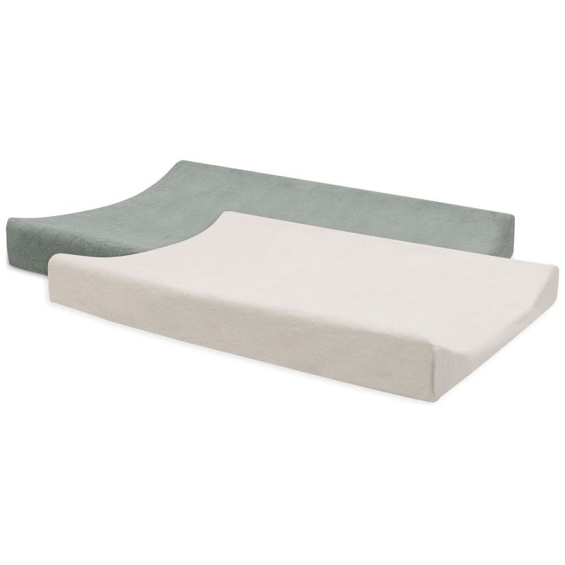 Lot de 2 housses de matelas à langer en éponge Sea Green-Ivory (50 x 70 cm) Jollein Produit 1
