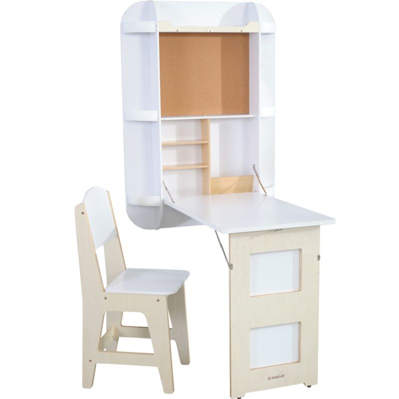 Bureau mural rabattable avec étagères et chaise Arches KidKraft