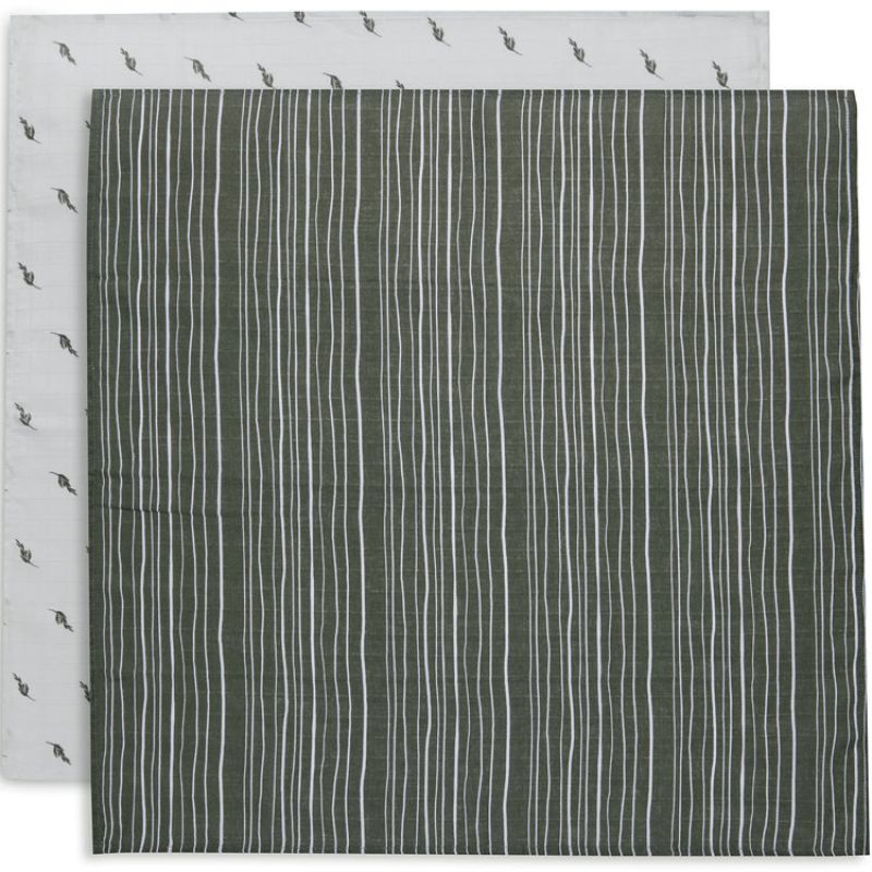 Lot de 2 langes en coton bio Stripe & Olive (70 x 70 cm) Jollein
