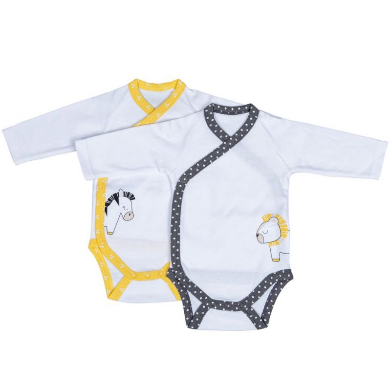 Lot de 2 bodies croisés manches longues Pluche et Pompon (3 mois) Sauthon