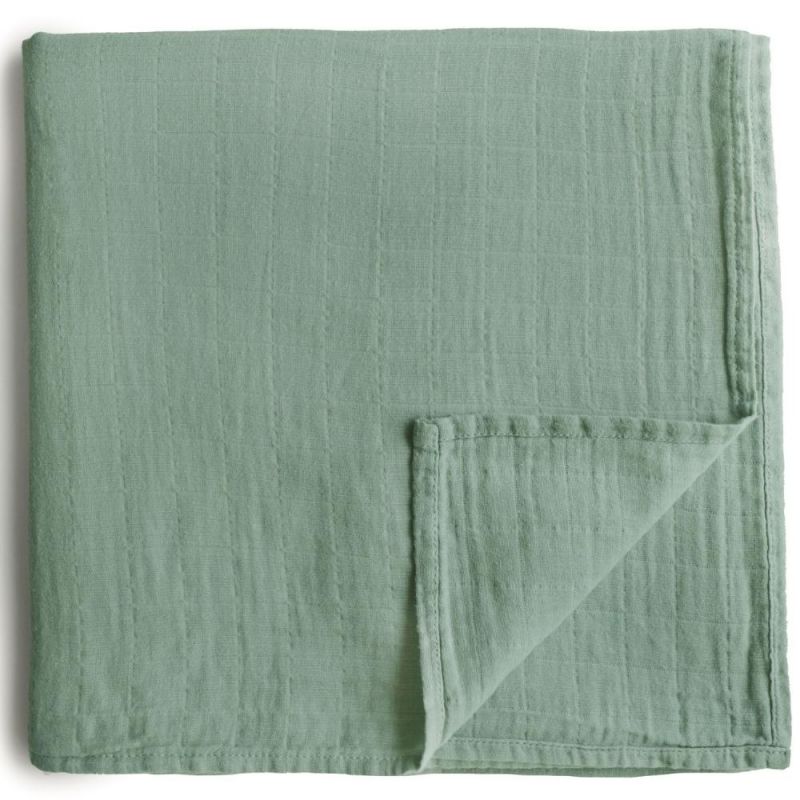 Maxi lange en coton bio Roman green (120 x 120 cm) Mushie Produit 1 grande taille