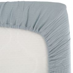 Drap housse en gaze de coton bleu vintage (60 x 120 cm) - Domiva