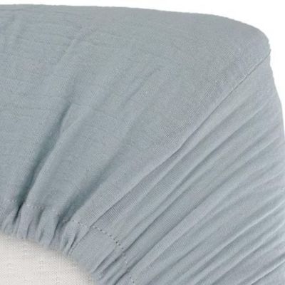 Drap housse en gaze de coton bleu vintage (60 x 120 cm)