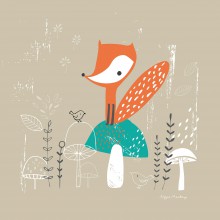 Tableau Woodland by Lizzie Mackay Cute fox (40 x 40 cm)  par Lilipinso