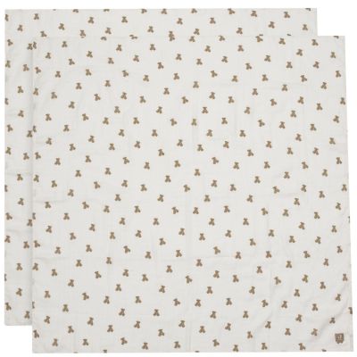 Lot de 2 maxi-langes en gaze de coton Mini Teddy Bear (115 x 115 cm)