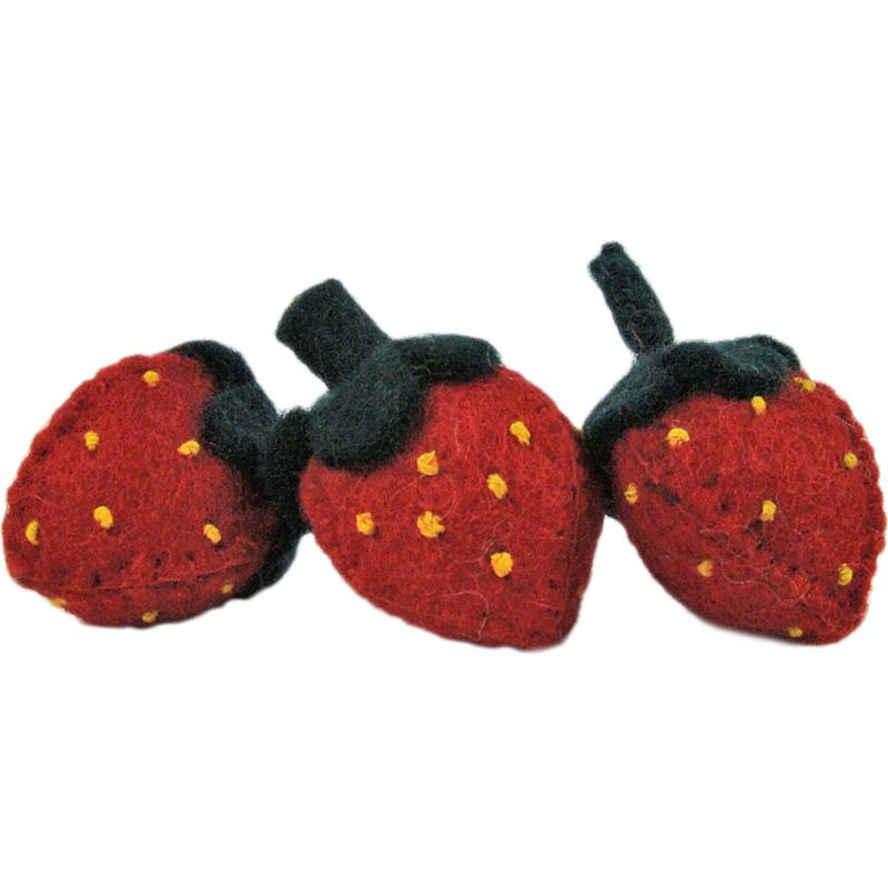 Lot de 3 fraises en feutrine Papoose
