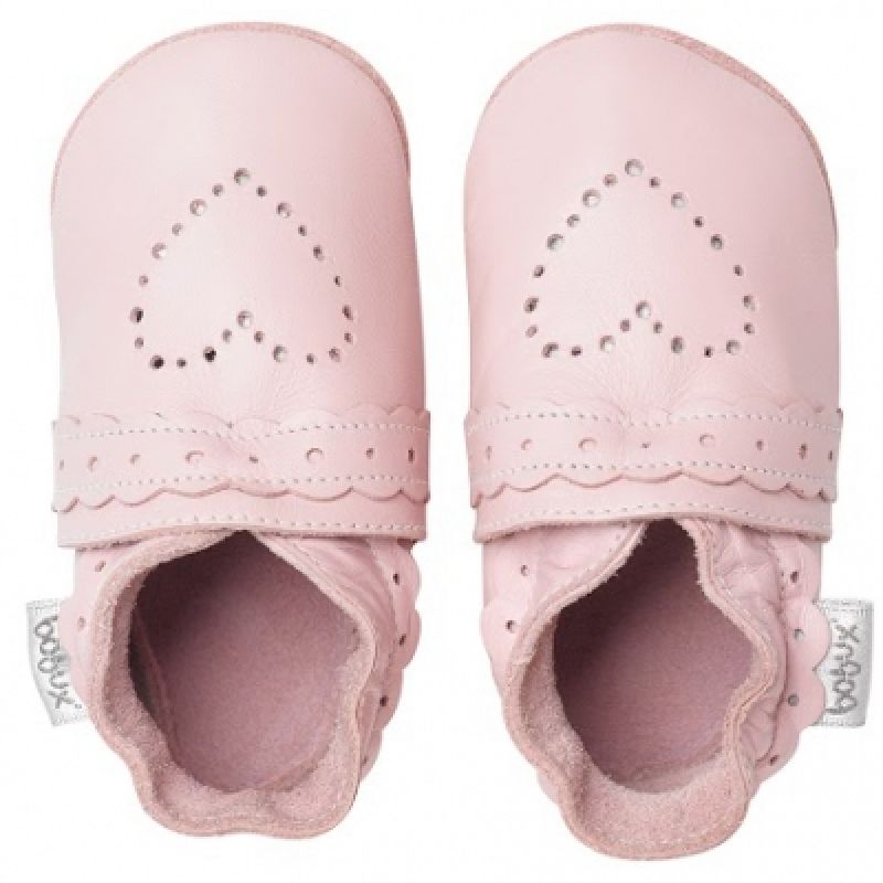 Chaussons bébé cuir Soft soles coeur pointillés rose (9-15 mois) Bobux