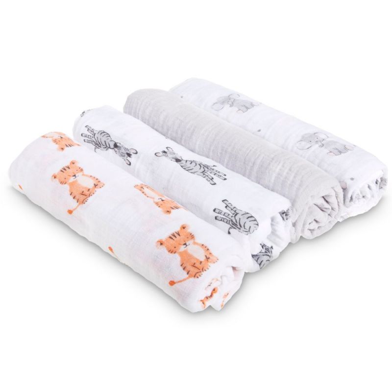 Lot de 4 maxi langes en coton Safari babes (112 x 112 cm) aden + anais
