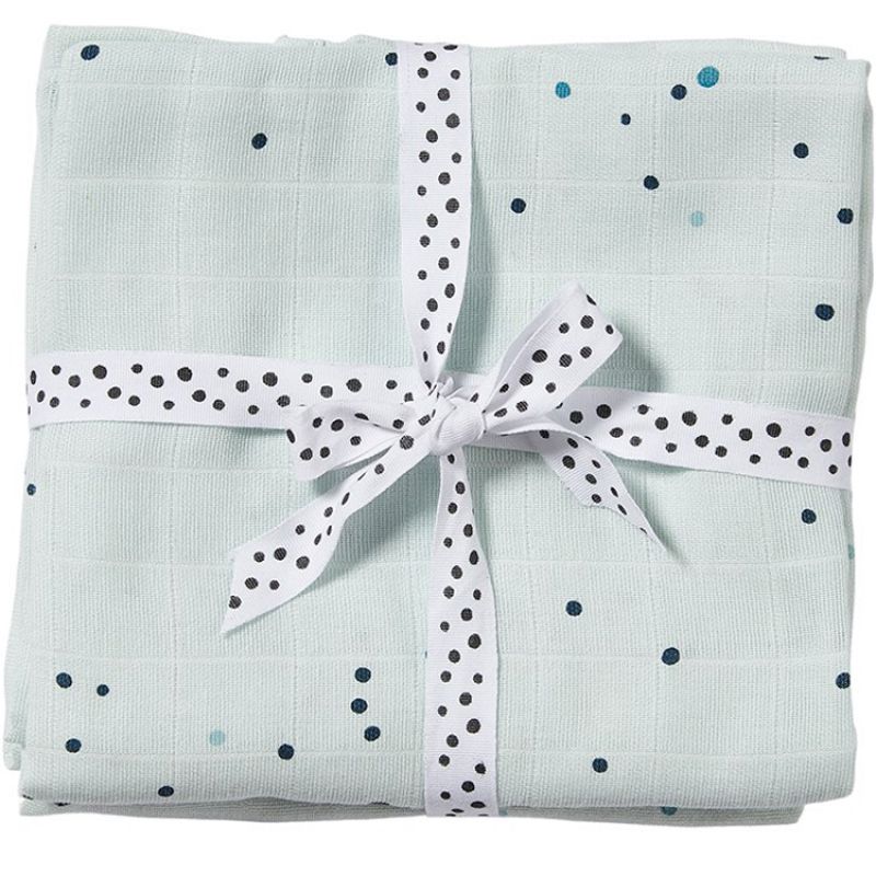 Lot de 2 maxi langes Dreamy dots bleu (120 x 120 cm) Done by Deer