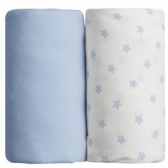 Lot de 2 draps housses étoile bleu (60 x 120 cm)