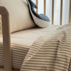 Drap housse percale de coton Rayé Ambre (70 x 140 cm)