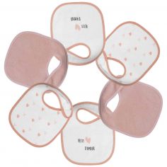 Lot de 6 bavoirs premier âge Cœurs - Trois Kilos Sept