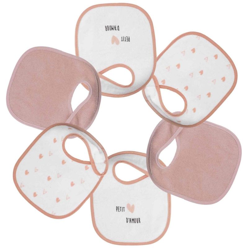 Lot de 6 bavoirs premier âge Cœurs Trois Kilos Sept Produit 1