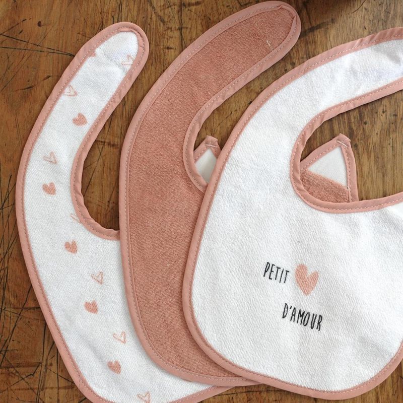 Lot de 6 bavoirs premier âge Cœurs Trois Kilos Sept Ambiance 6
