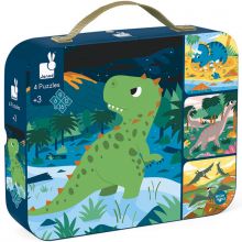 Malette de 4 petits puzzles Dinosaures (6 à 16 pièces)  par Janod 