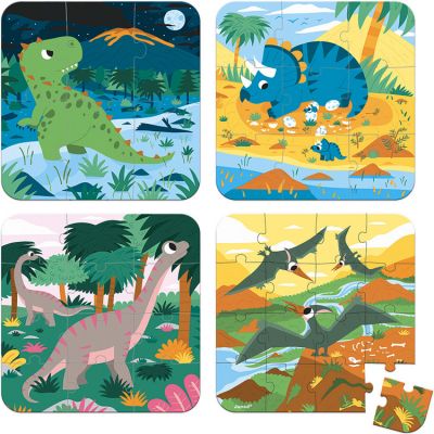 Mallette de 4 petits puzzles Dinosaure (6 Ã  16 piÃ¨ces)