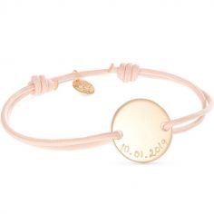 Bracelet maman sur cordon Pastille personnalisable (plaqué or)