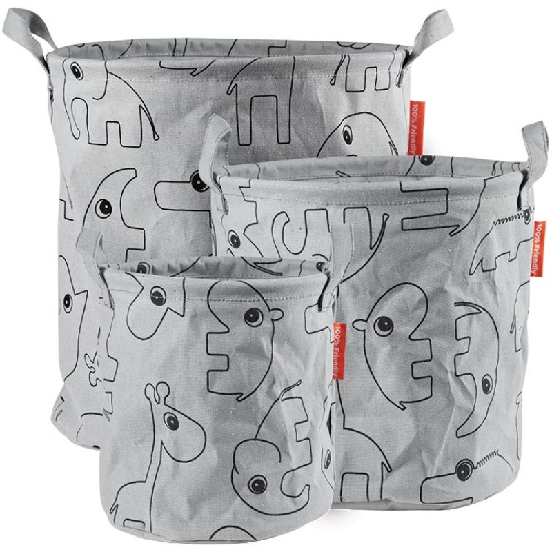 Lot de 3 sacs à jouets Contour gris Done by Deer