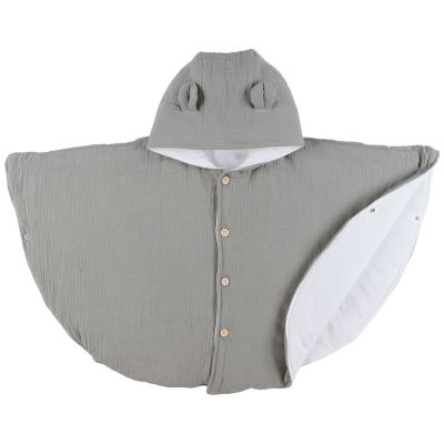 Poncho en mousseline bio Kaki (6-18 mois)