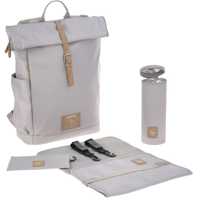 Sac à dos à langer en polyester recyclé gris Rolltop Green Label Lässig