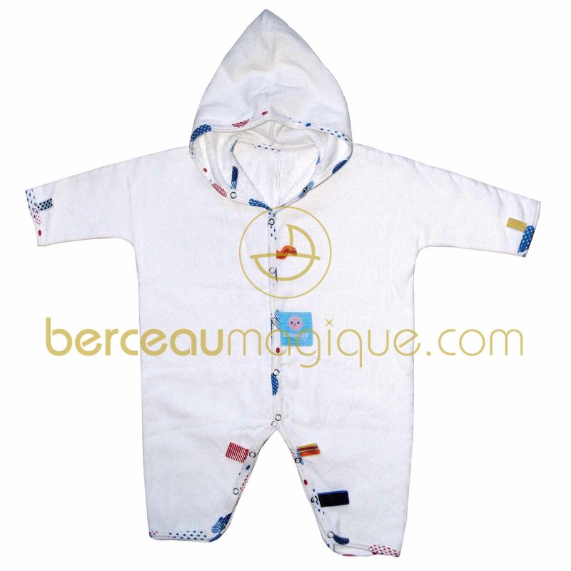 Cape de bain blanche étiquettes Snoozebaby