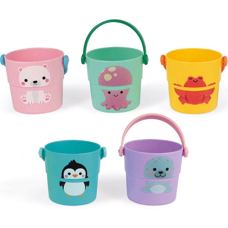 Lot de 5 seaux d'activités pour le bain Janod