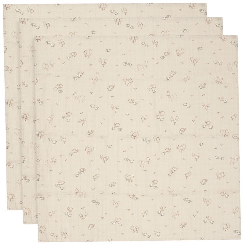 Lot de 3 langes en gaze de coton Woolly (70 x 70 cm) Jollein Produit 1