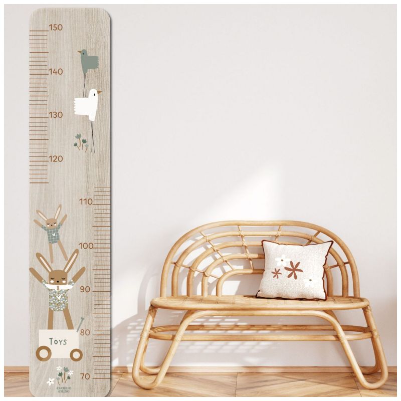 Toise en bois Lapin doudou sauge personnalisable Charlie et Suzie Ambiance 2