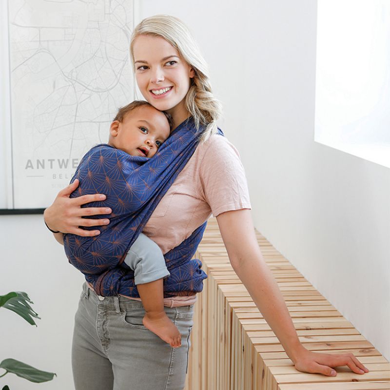 Echarpe de portage BB-Slen Jacquard bleu orné (4,9 mètres) Babylonia carriers