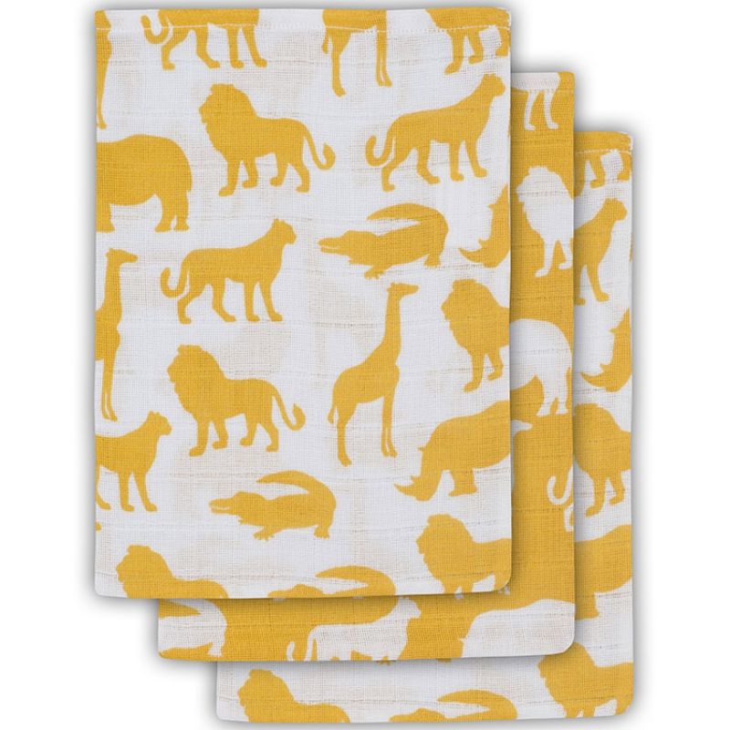 Lot de 3 gants de toilette Safari jaune Jollein