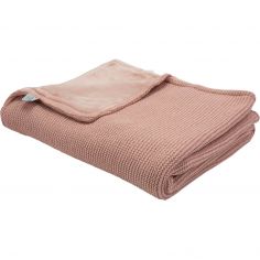 Couverture en tricot et flanelle Vieux rose (75 x 100 cm) - Trois Kilos Sept