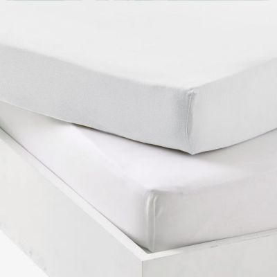 Lot de 2 draps housses en jersey Blanc (70 x 140 cm)