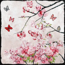 Tableau L'Arbre aux papillons roses by Manuela Magni (40 x 40 cm)  par Lilipinso