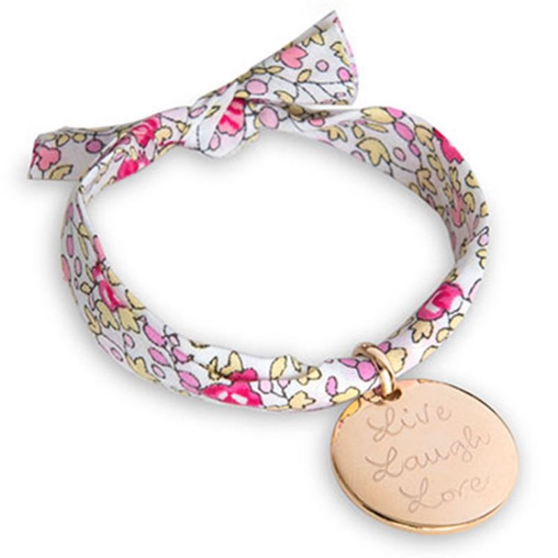 Bracelet maman Liberty avec médaille personnalisable (plaqué or) Merci Maman
