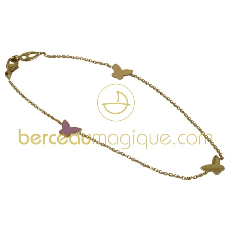 Bracelet papillons (or jaune) Maison Augis