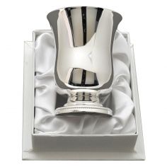 Timbale à pied Perles personnalisable (métal argenté) dans son coffret