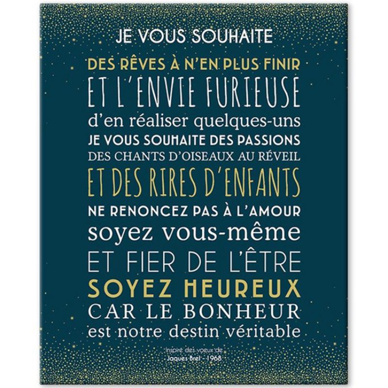 Tableau Je vous souhaite bleu navy (33 x 41 cm) Mes Mots Déco