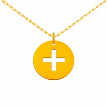 Collier chaîne 40 cm médaille Signes Croix Latine bélière 16 mm (or jaune 750°)  par Maison La Couronne